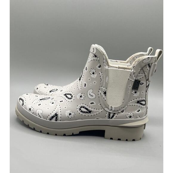 Keds Rowan Latte Bandana Slip-On Beige Paisley Rain Rubber Boots Woman’s Size 8 - Picture 3 of 12